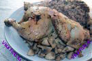 Курица фаршированная мясом и грибами