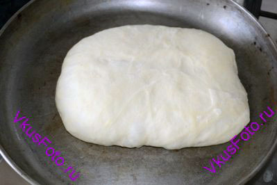 Накрыть полотенцем и поставить в теплое место нп 1,5-2 часа, пока хлеб не увеличится в три раза.